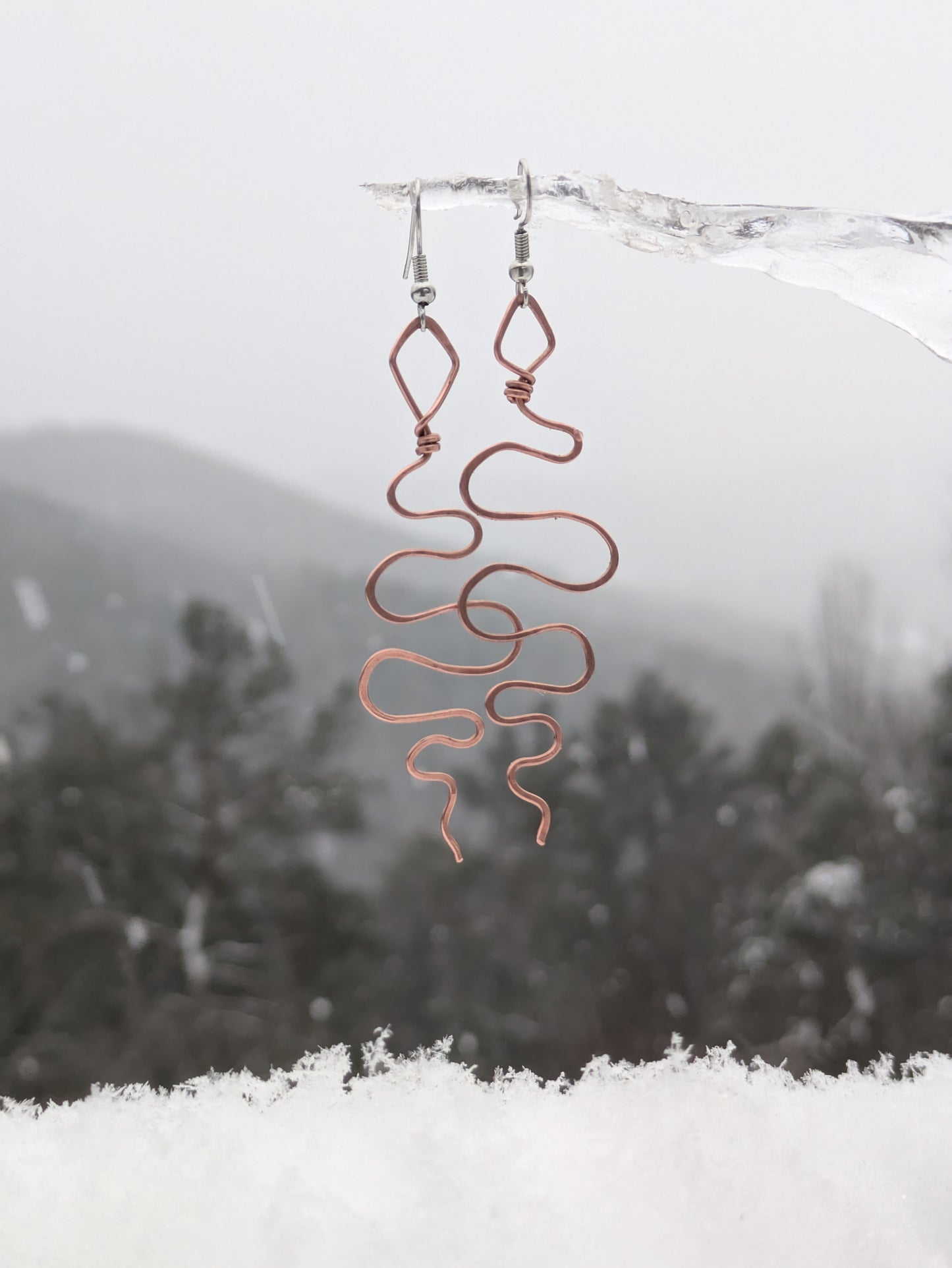 Copper Snake Earrings