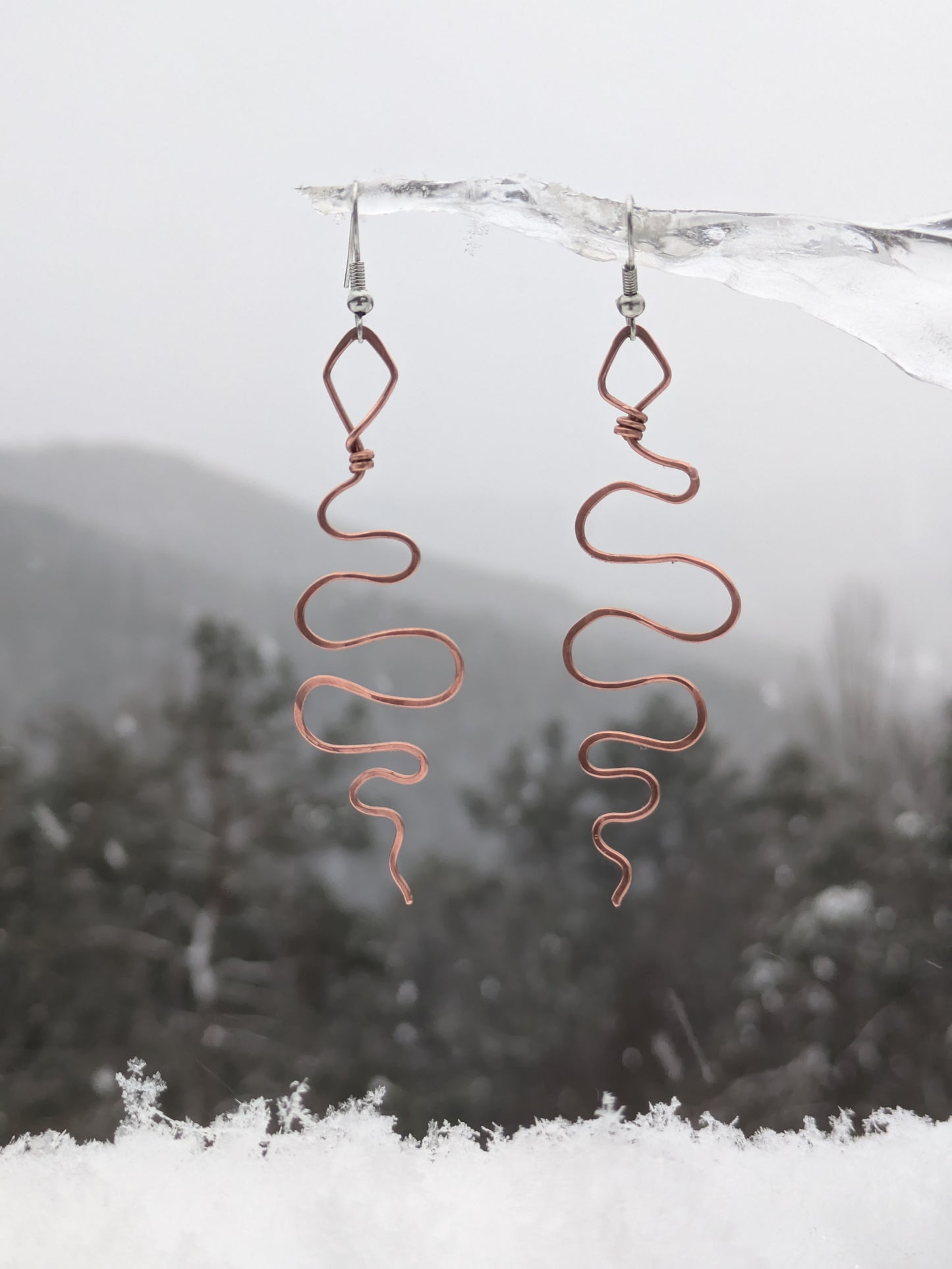 Copper Snake Earrings