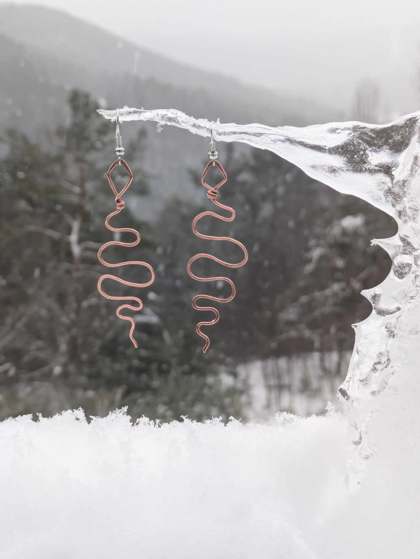 Copper Snake Earrings