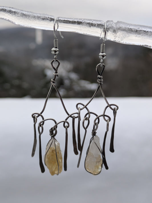 Silver and Citrine Chandelier Earrings